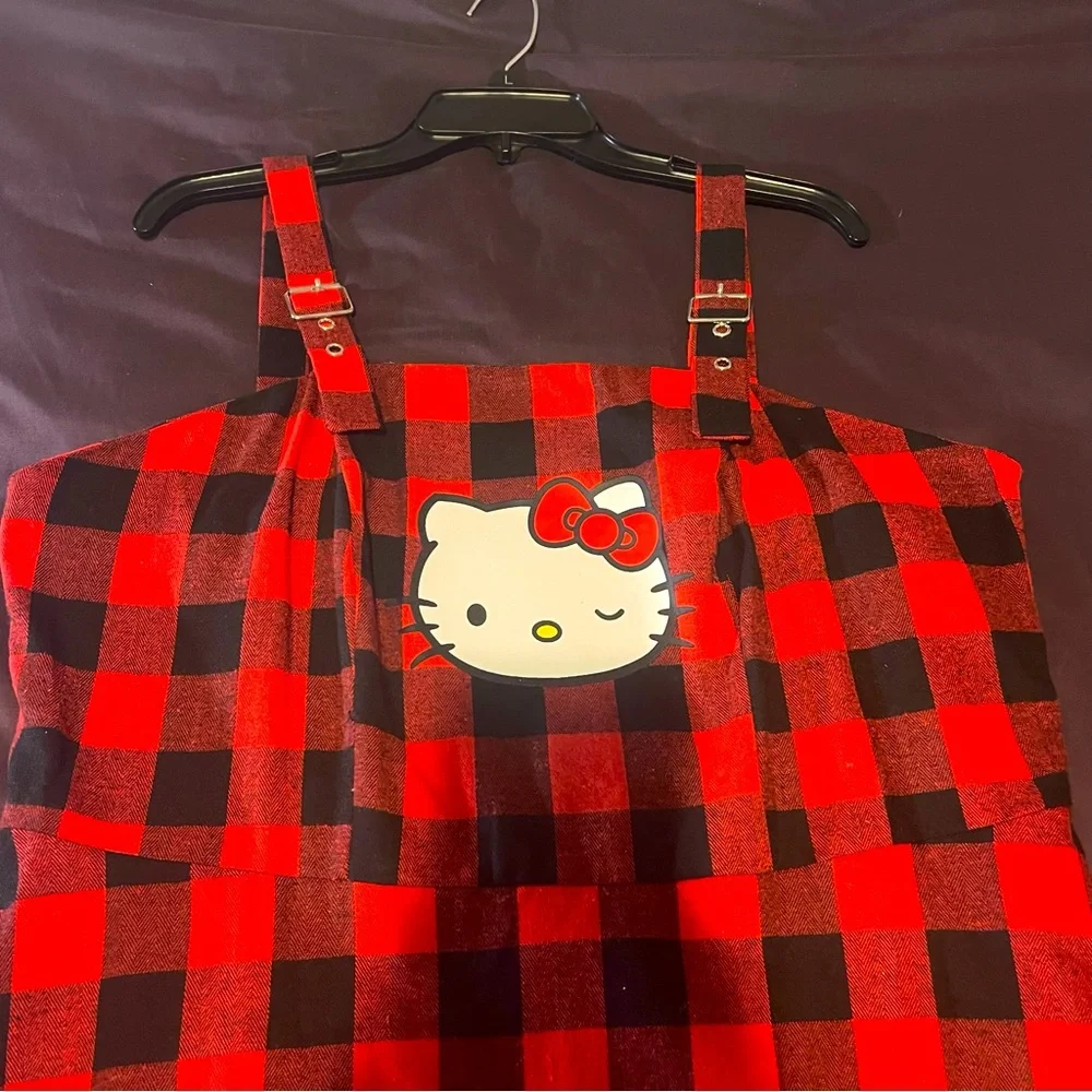 2 XL Shein Black & Red Plaid Hello Kitty Dress - Picture 1 of 16